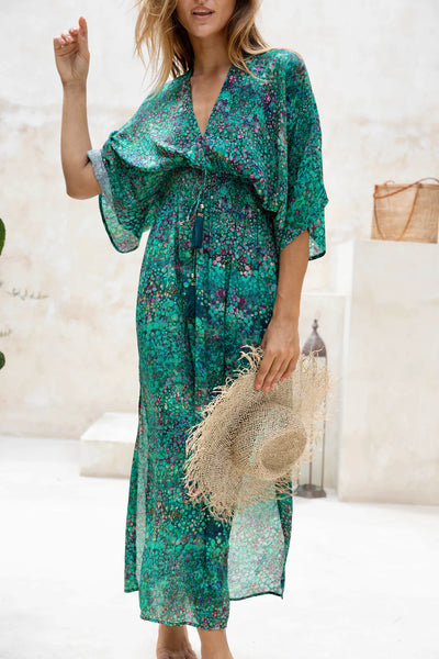 Green bubbles Capri kimono