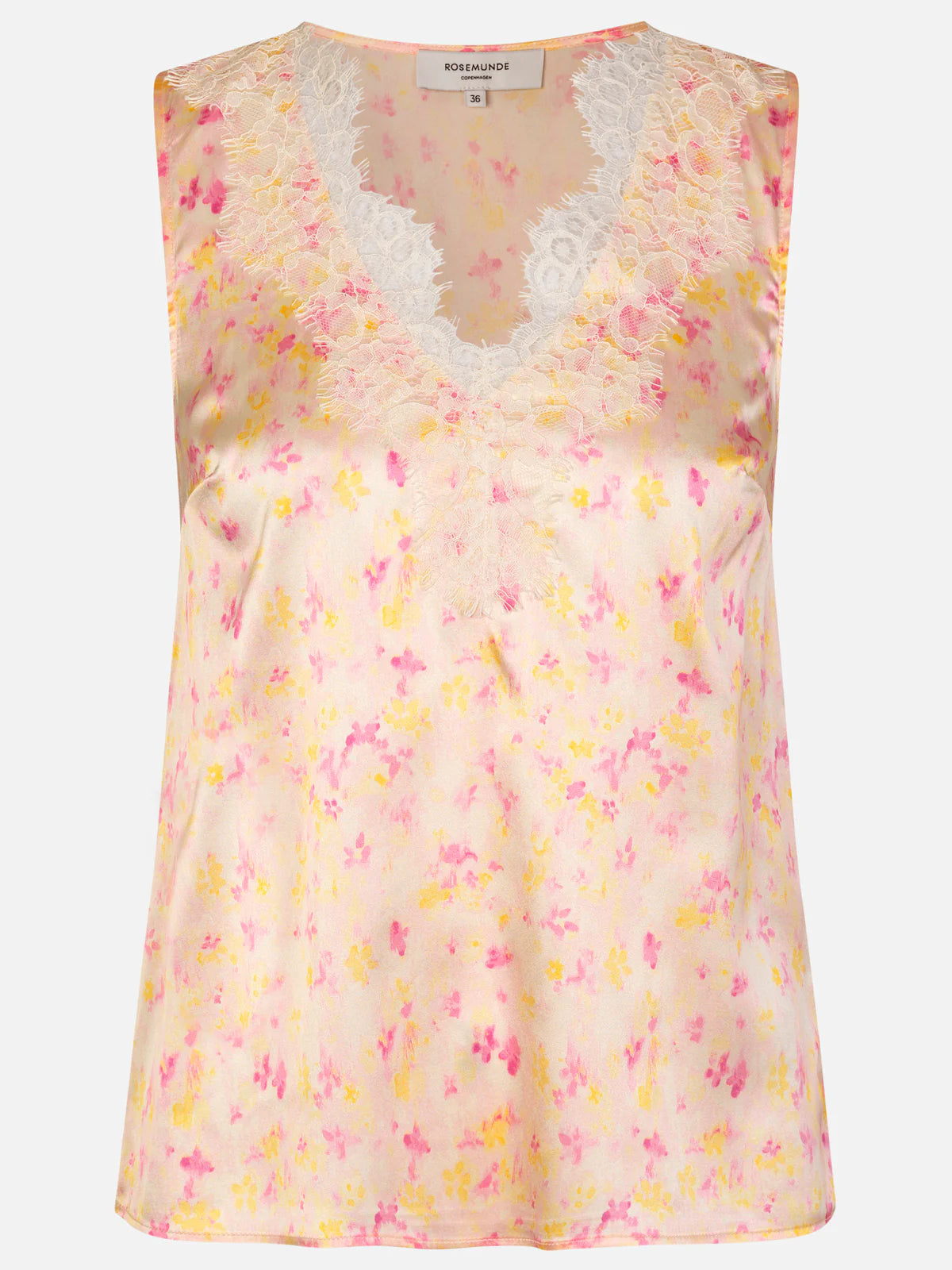 Silk top in small rosa flower print