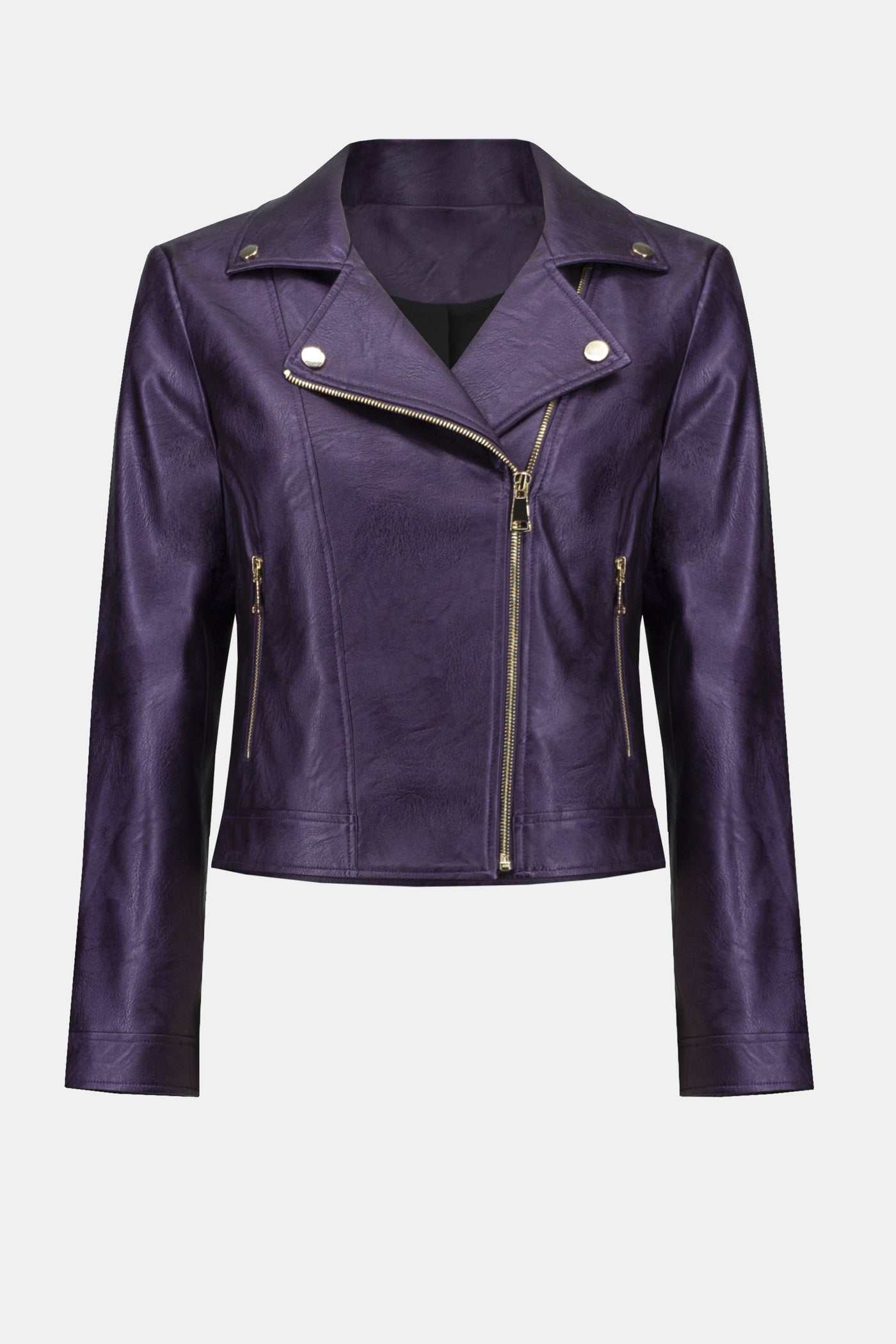 Metallic faux leather biker jacket