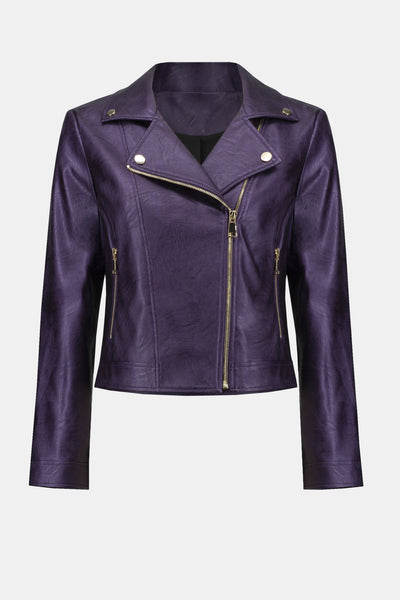 Metallic faux leather biker jacket