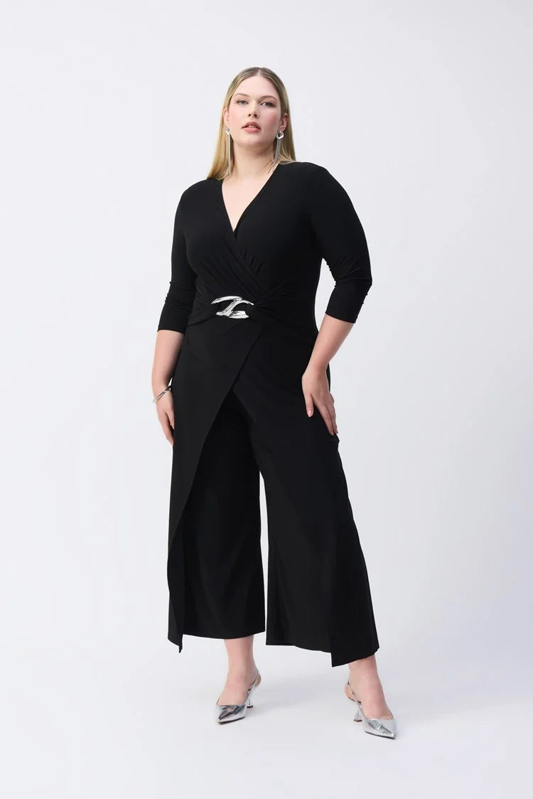 Silky knit wrap jumpsuit