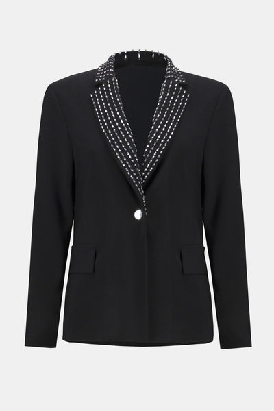 Silky knit embellished fitted blazer