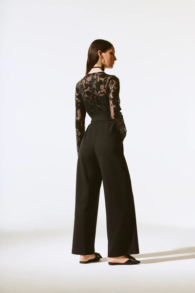 Scuba crepe and sequin jumpsuit