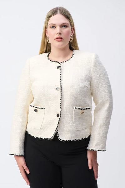 Boucle jacket with contrast trim