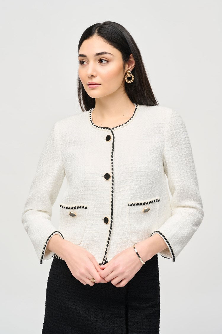 Boucle jacket with contrast trim