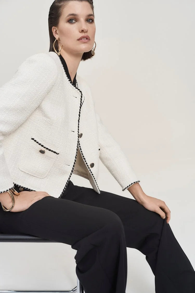 Boucle jacket with contrast trim