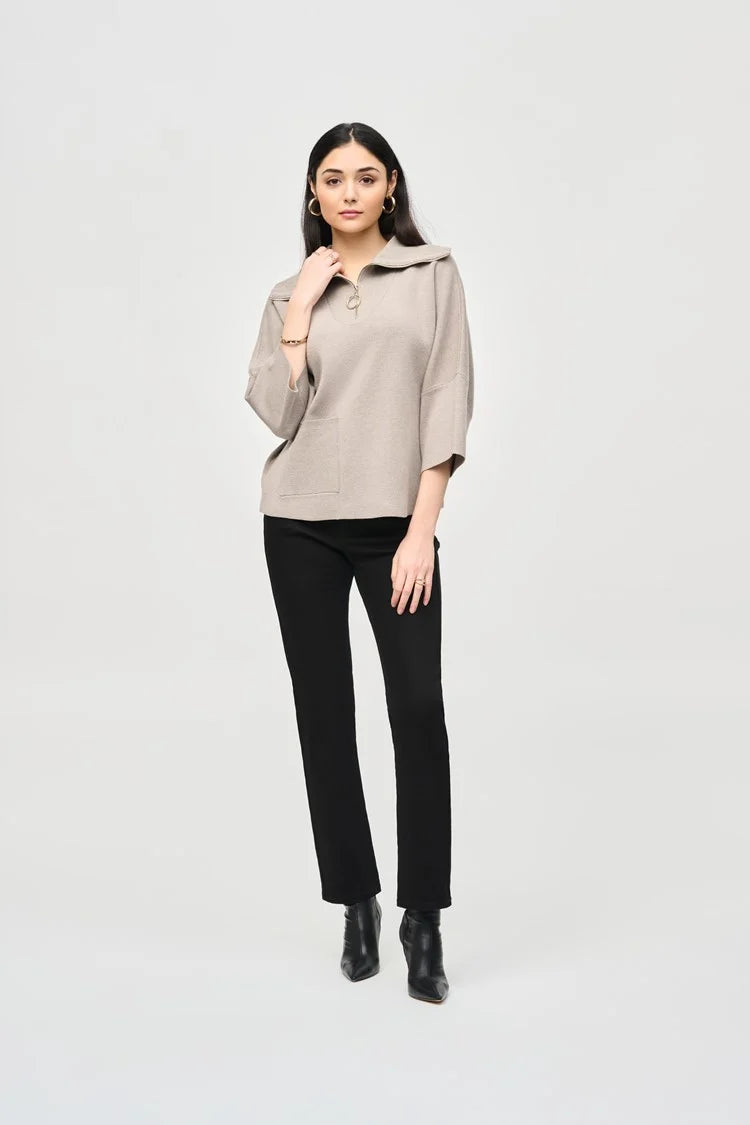 Jacquard zipped collar sweater