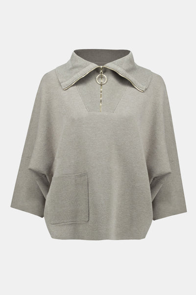 Jacquard zipped collar sweater