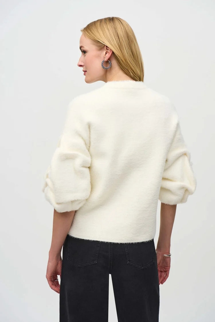 Sweater knit puff sleeve jacket