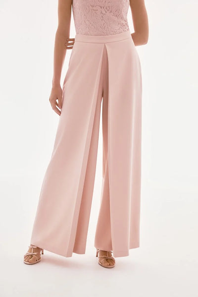 Woven crepe high waisted wide leg pants