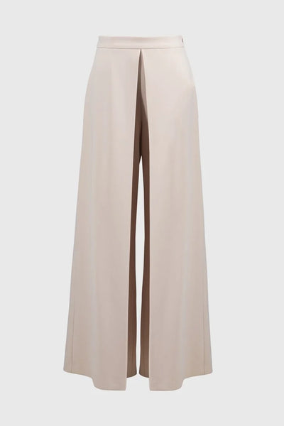 Woven crepe high waisted wide leg pants