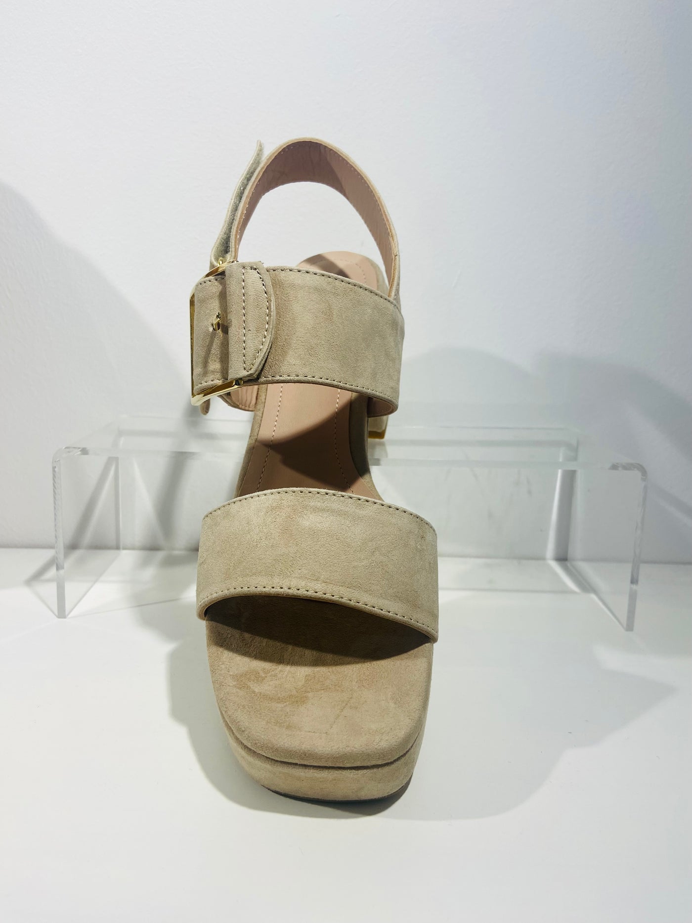 Stone suede strap sandal