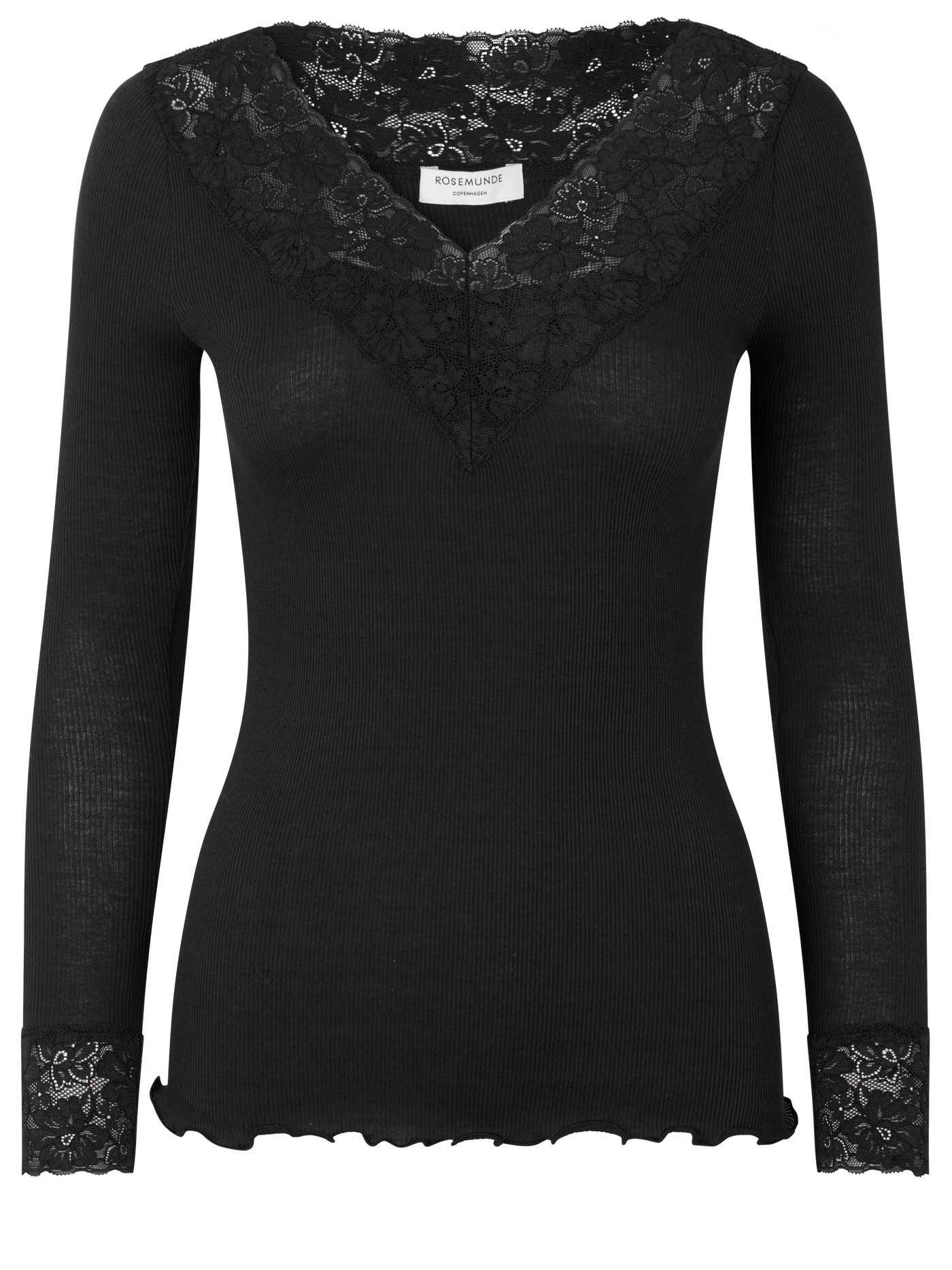 V neck silk and lace t shirt