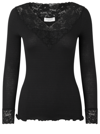 V neck silk and lace t shirt