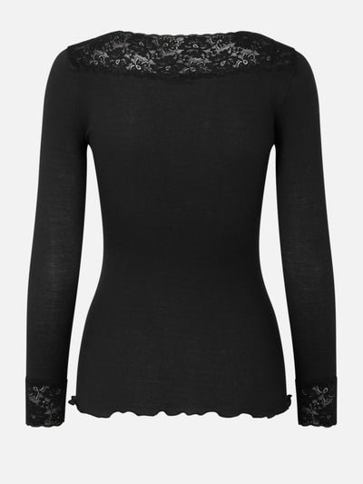 V neck silk and lace t shirt