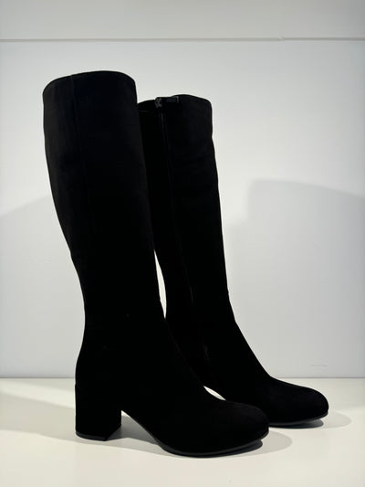 Black Suede Knee High Boots