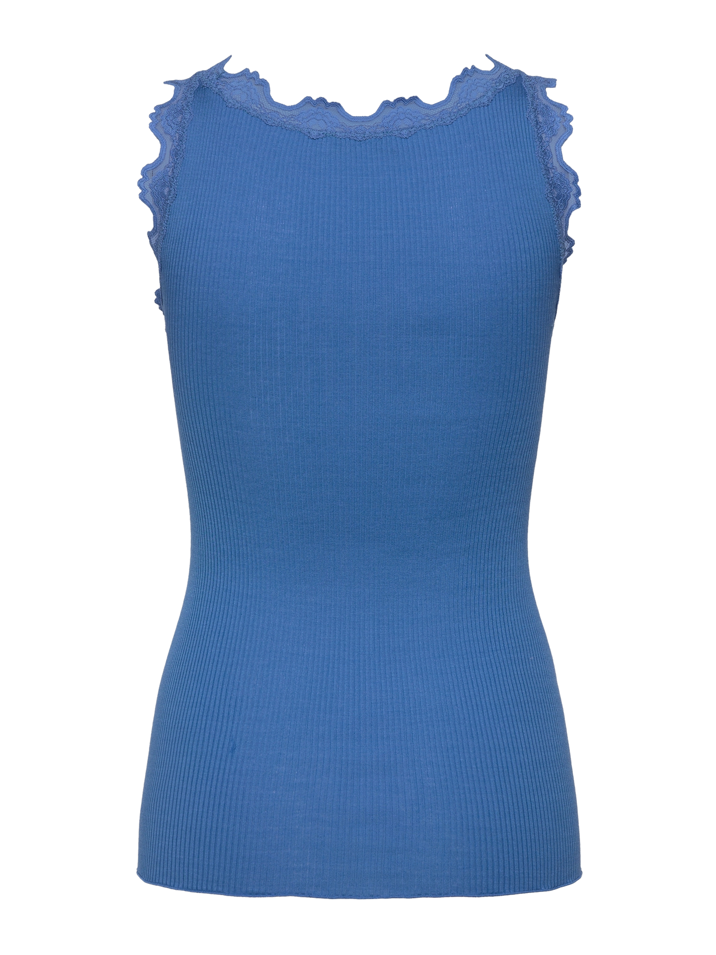 Babette silk and lace vest in french blue