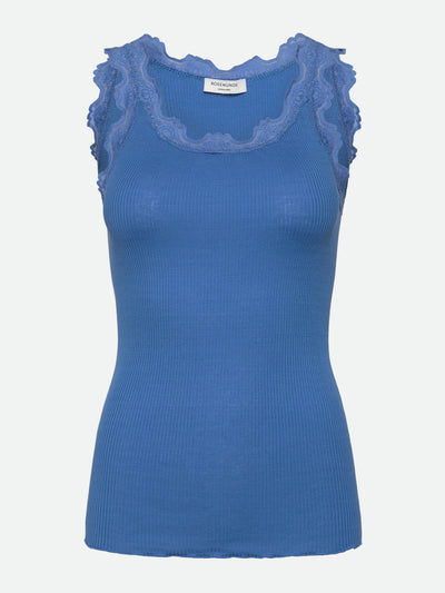 Babette silk and lace vest in french blue