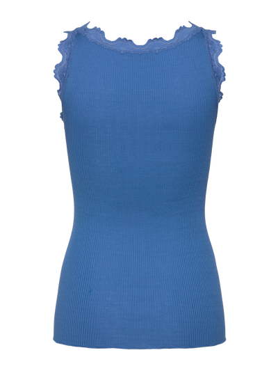 Babette silk and lace vest in french blue