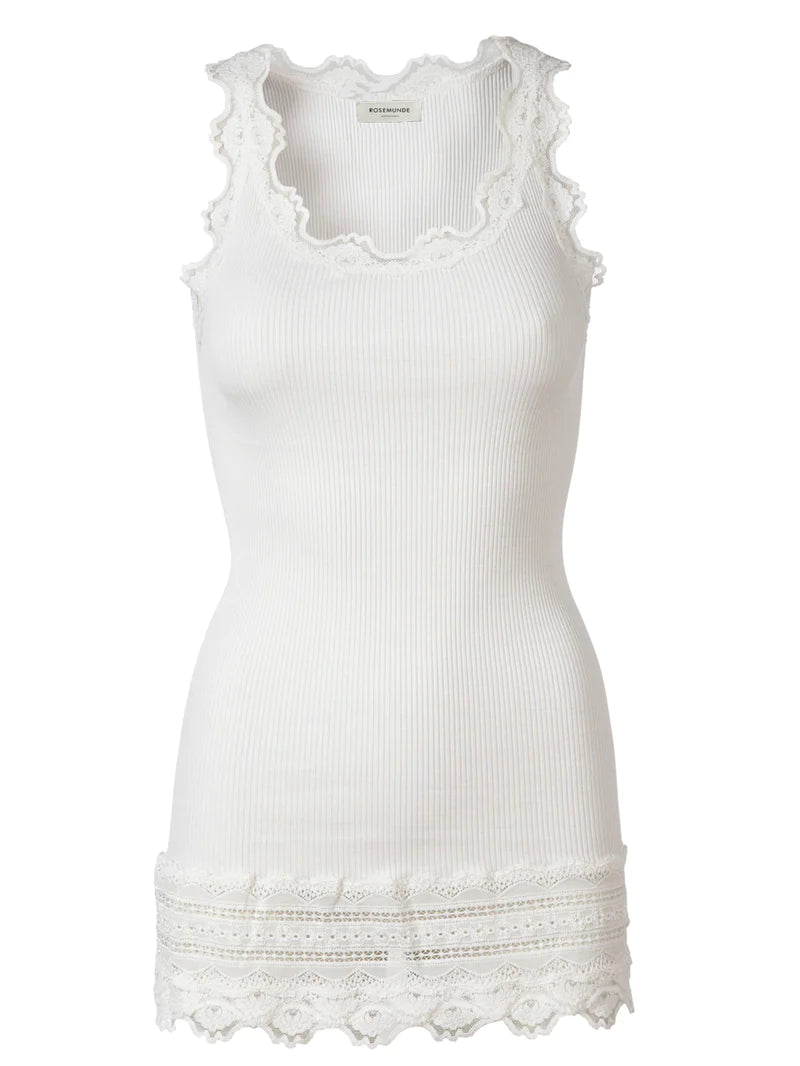 Rosemunde silk and lace vest in new white