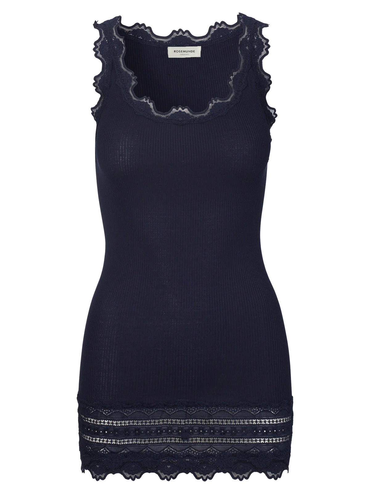 Rosemunde silk and lace vest in navy