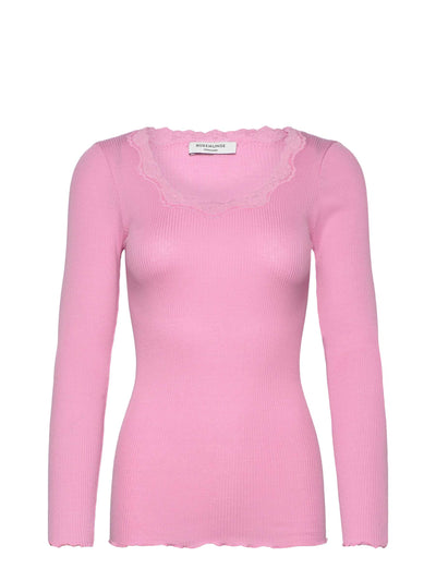 Babette long sleeve lace top in prism pink