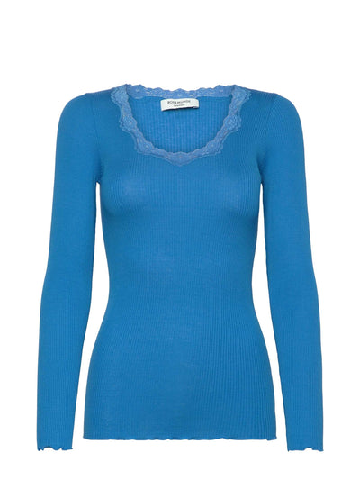 Babette long sleeve lace top in french blue