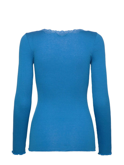 Babette long sleeve lace top in french blue