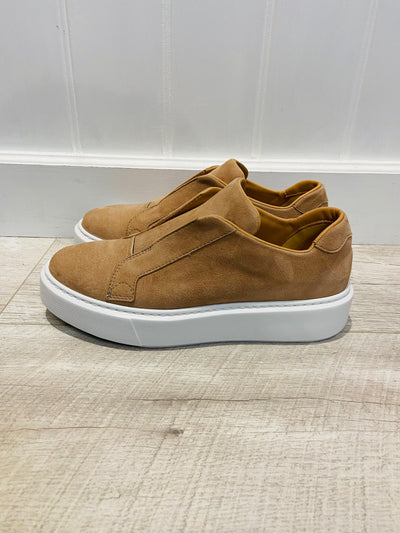 Cinnamon suede slip on trainer