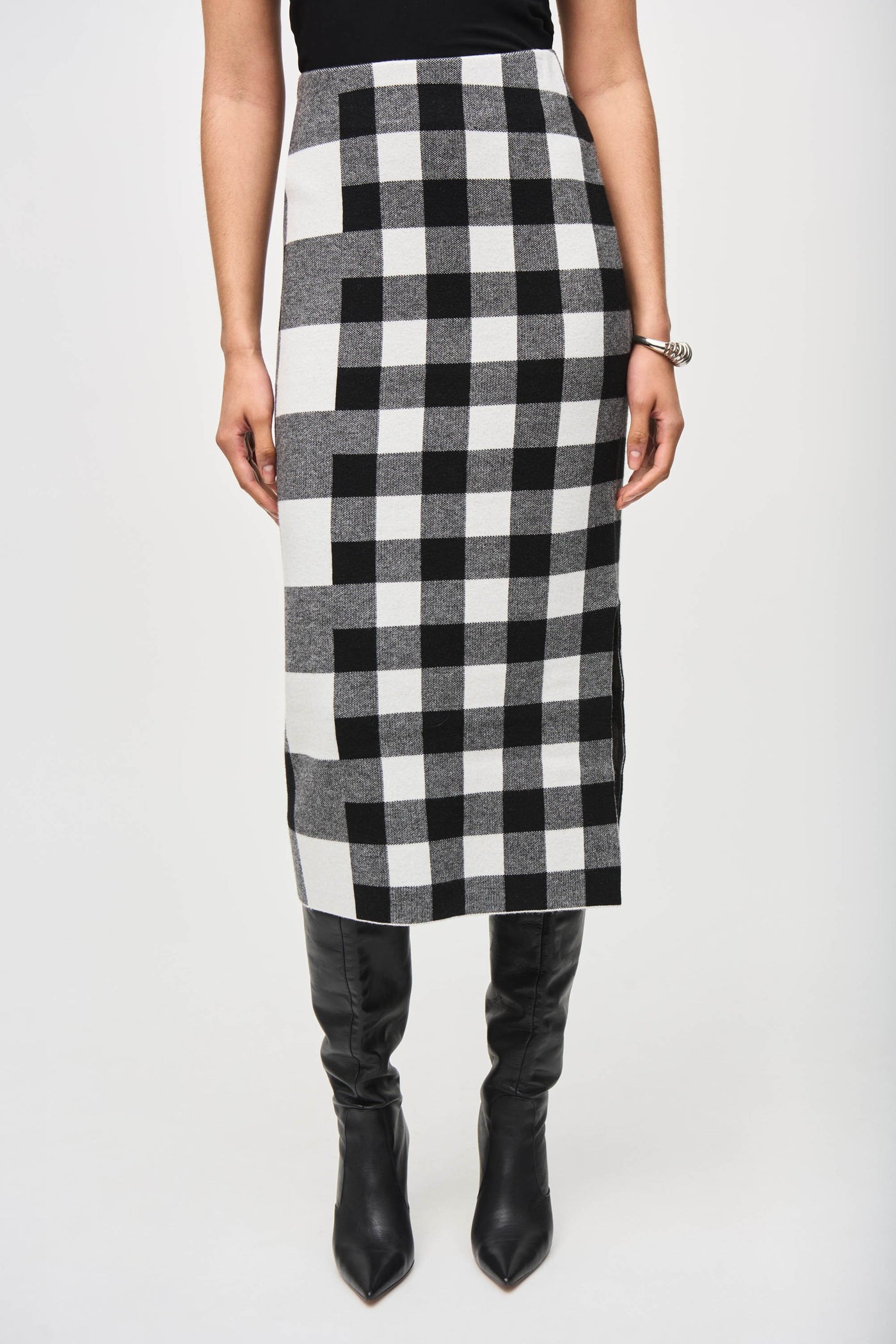 Plaid knit jacquard skirt