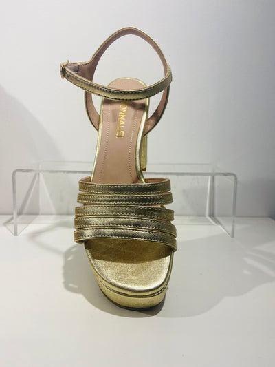 Gold platform strap sandal