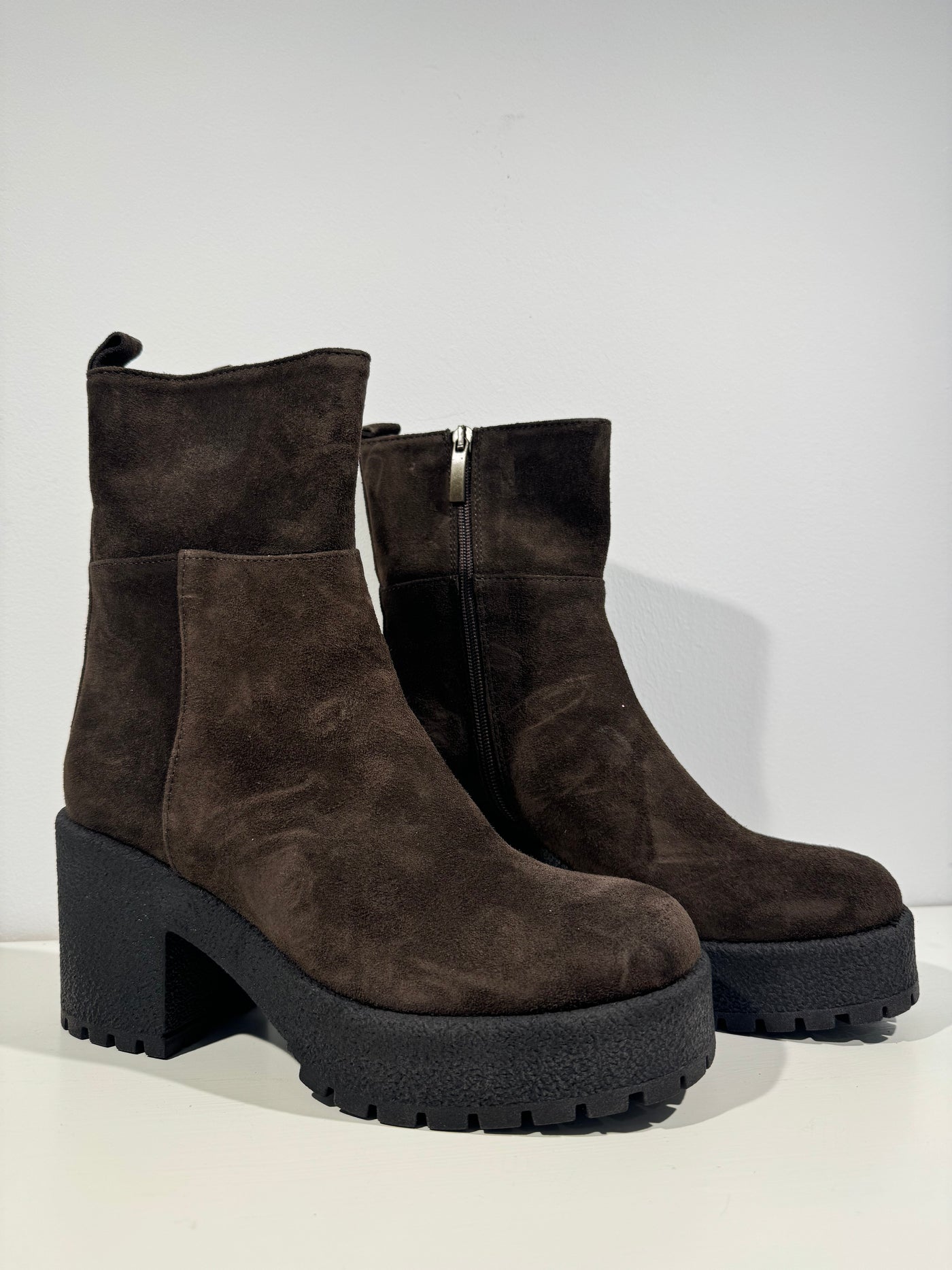 Chocolate suede ankle boots