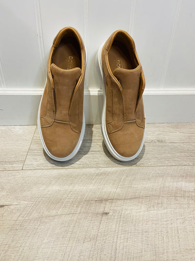 Cinnamon suede slip on trainer