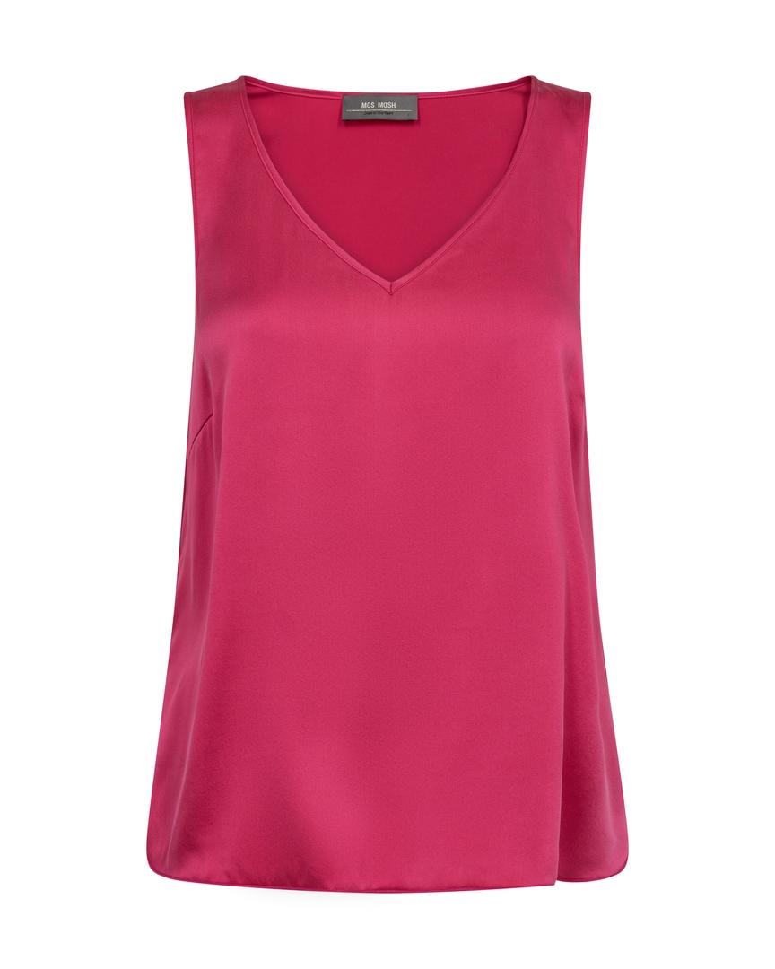 Astrid V neck silk camisole top in pink peacock