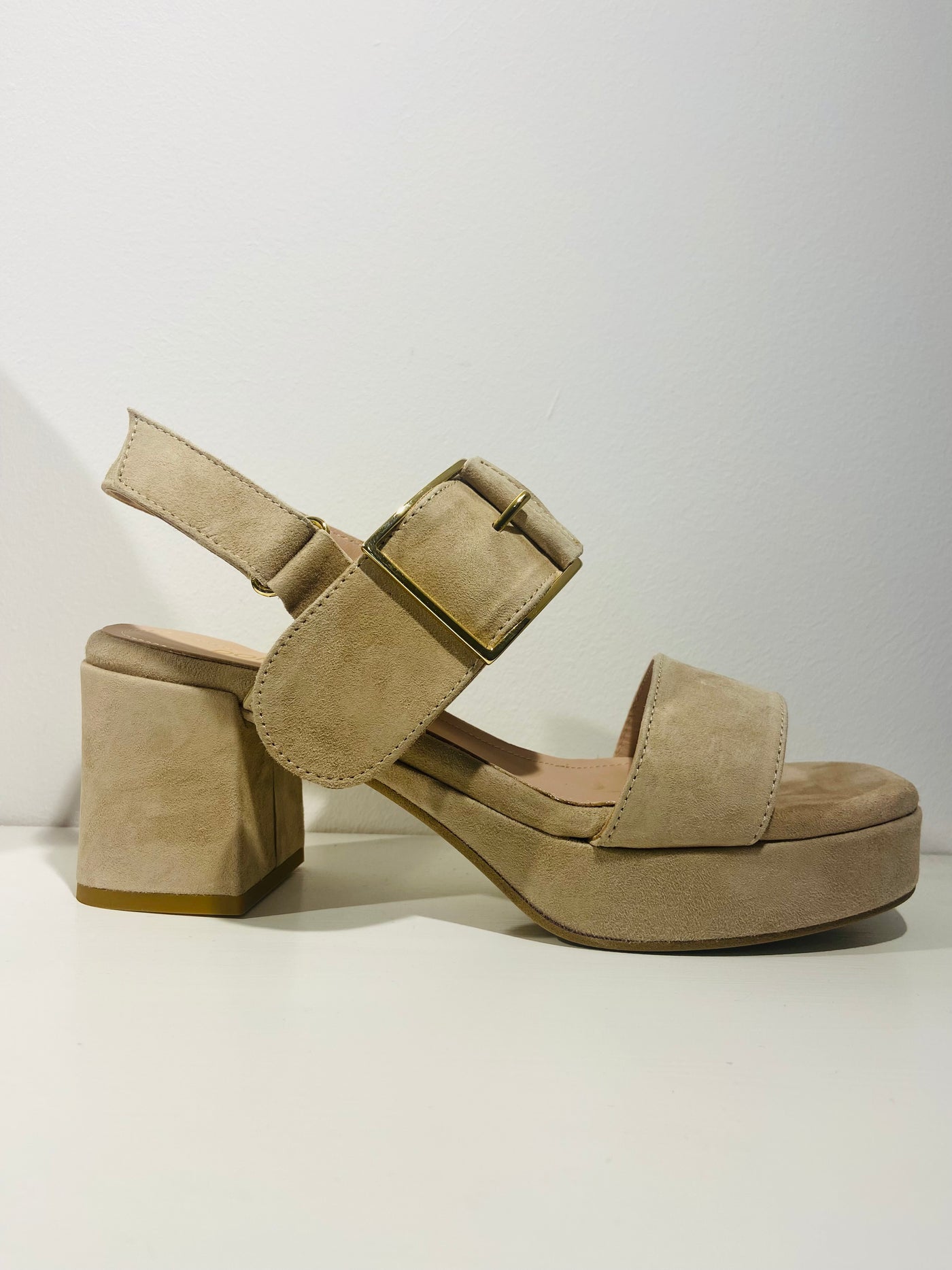 Stone suede strap sandal