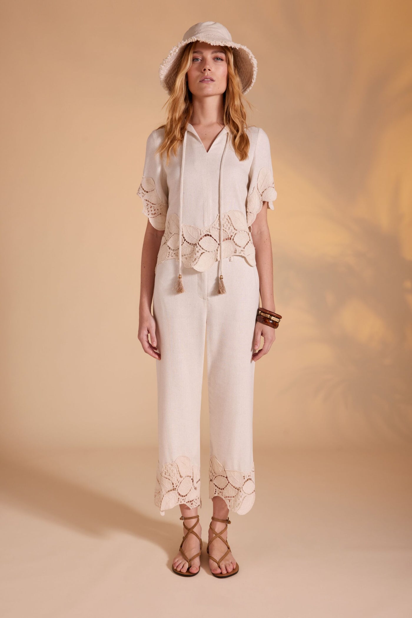 Linen cut out two piece
