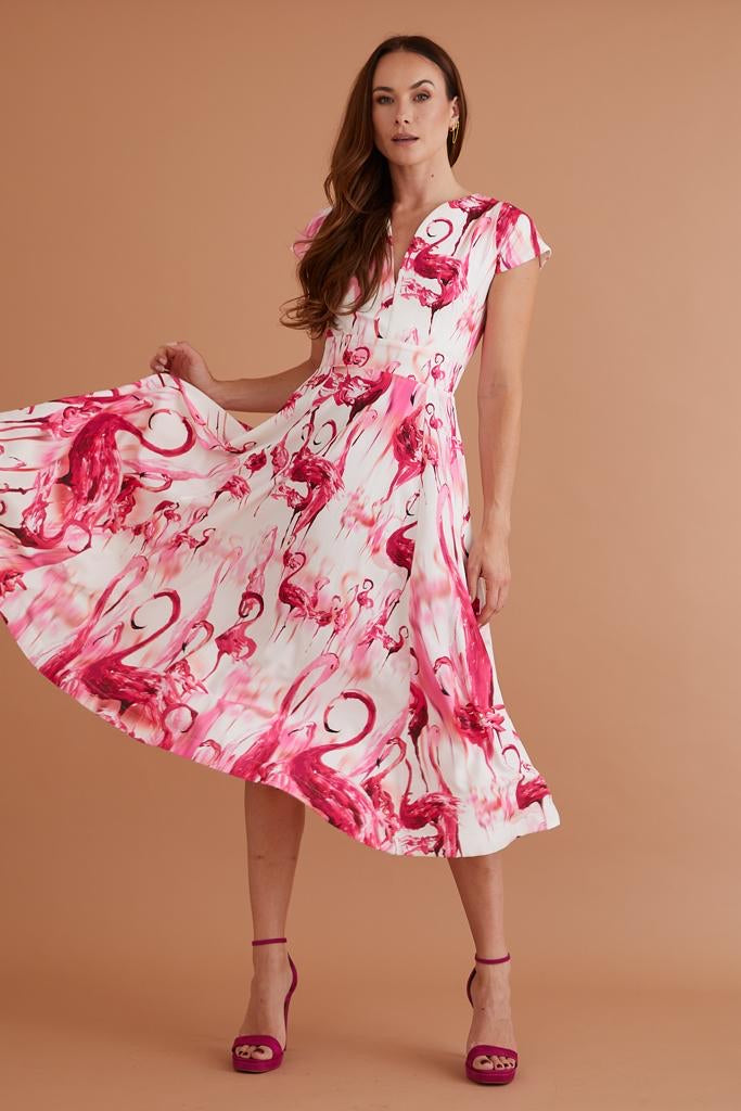 Nora midi dress in flamingo – ODYL design