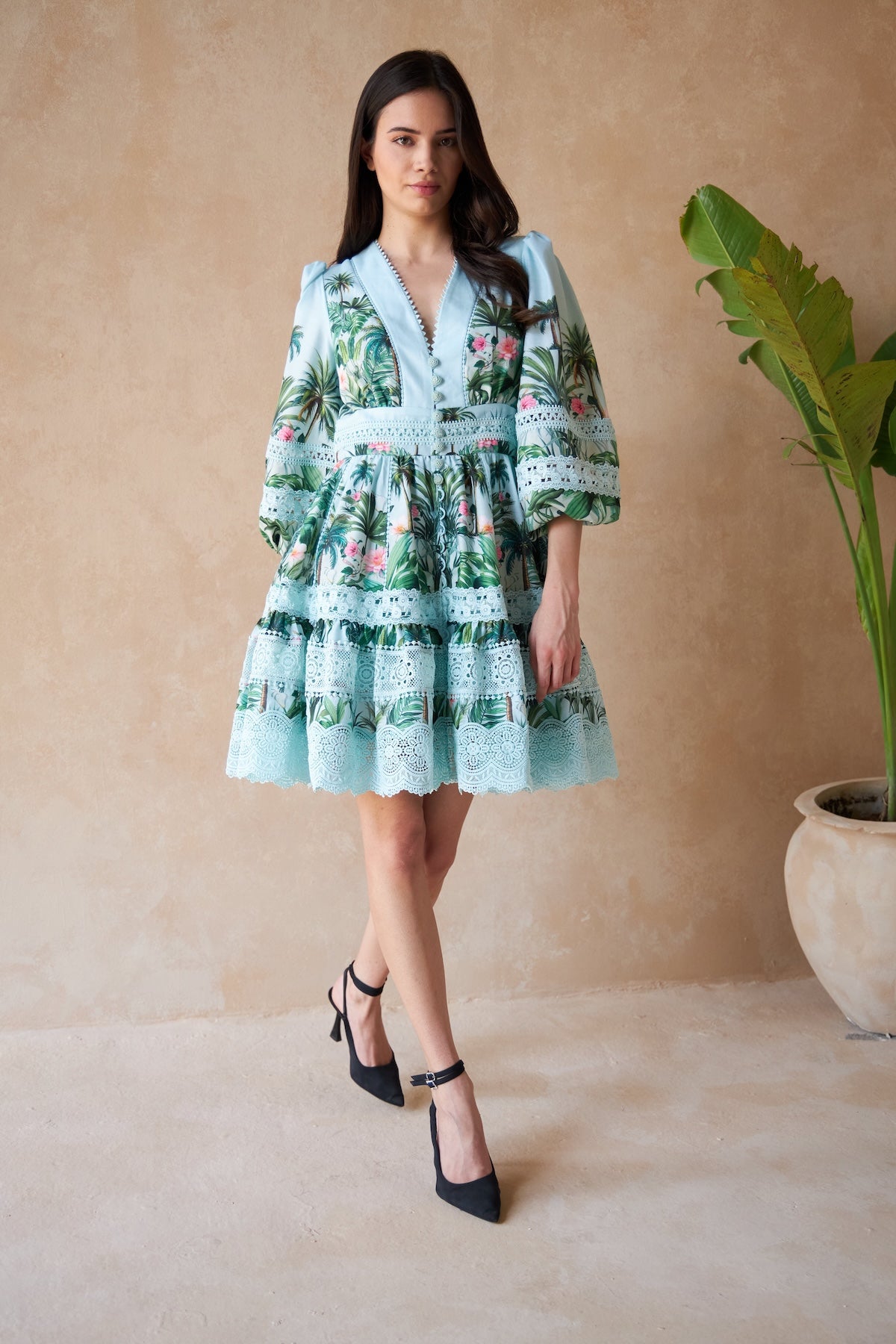 Bavarian dress in palm green