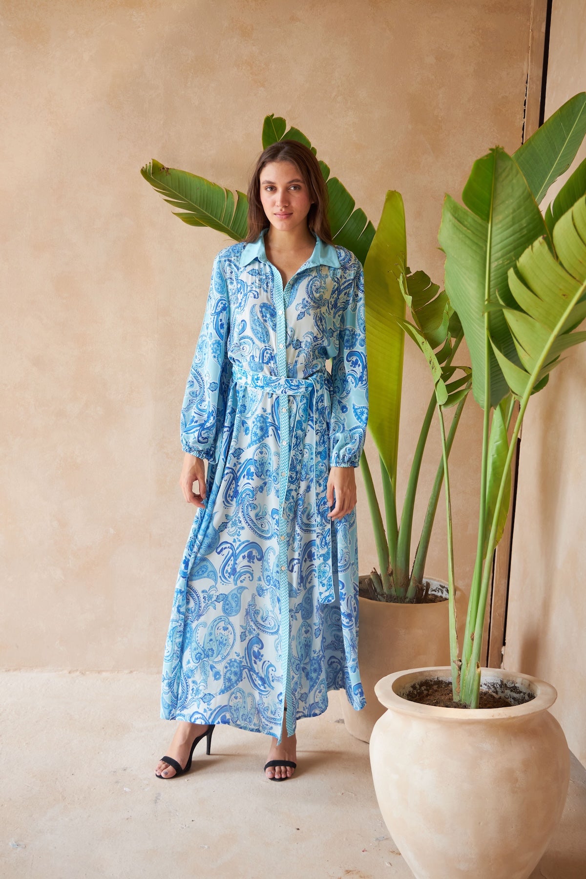 Mahonia dress in paisley azure