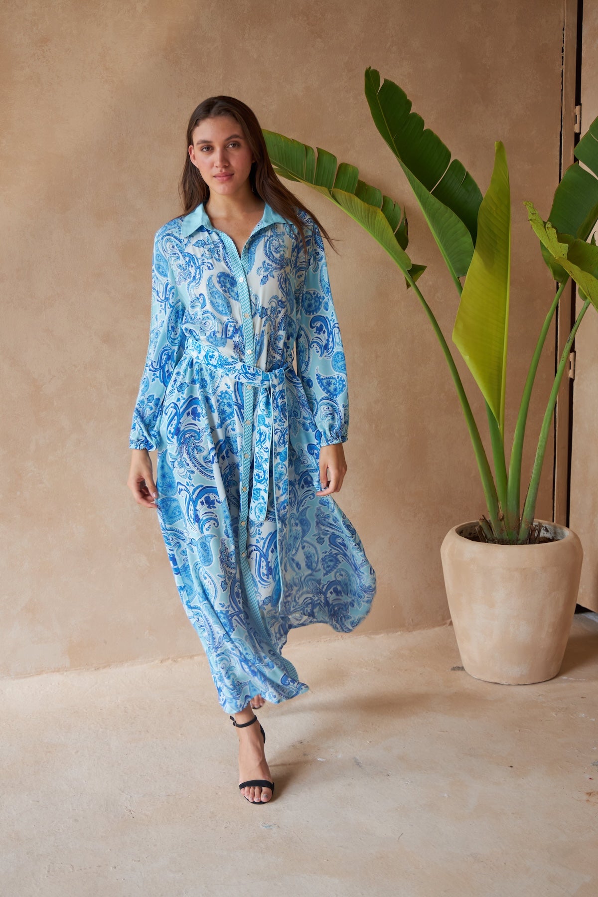 Mahonia dress in paisley azure