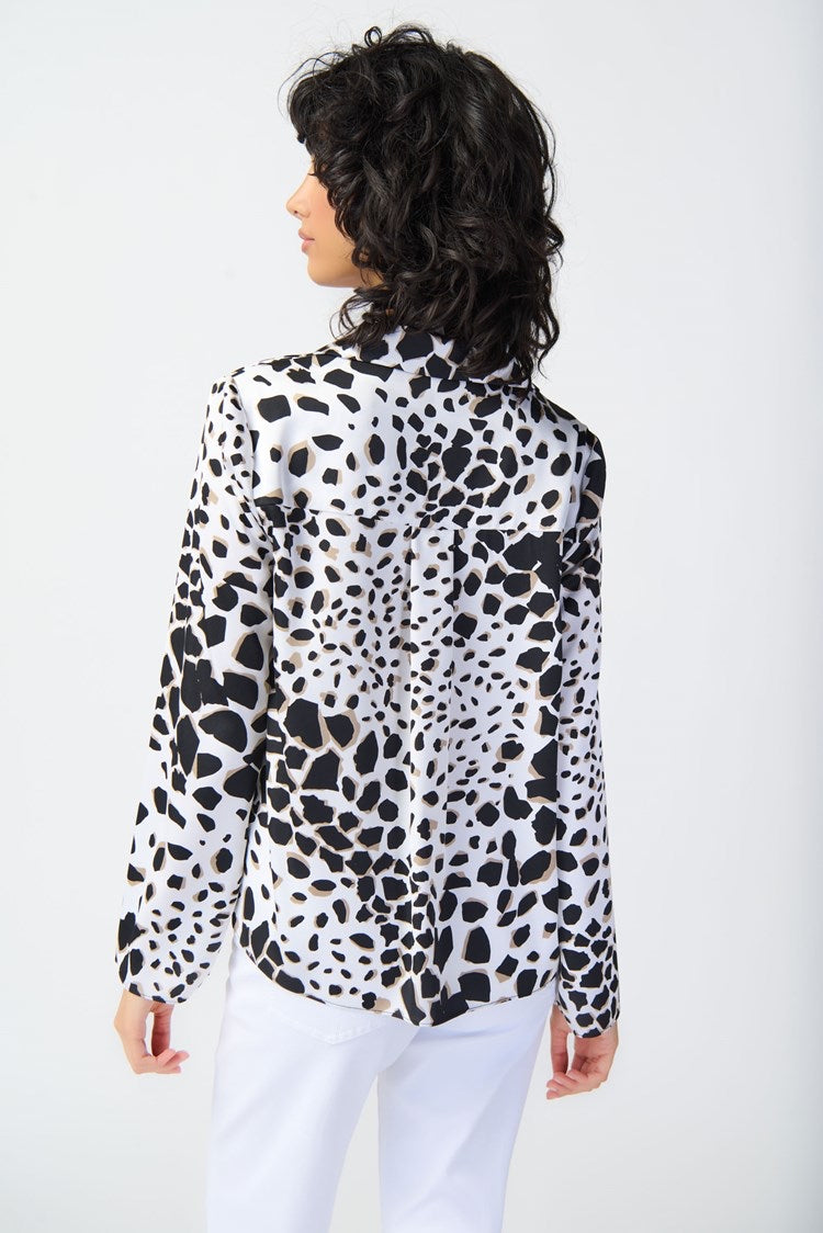 Animal print satin top with cowl neckline