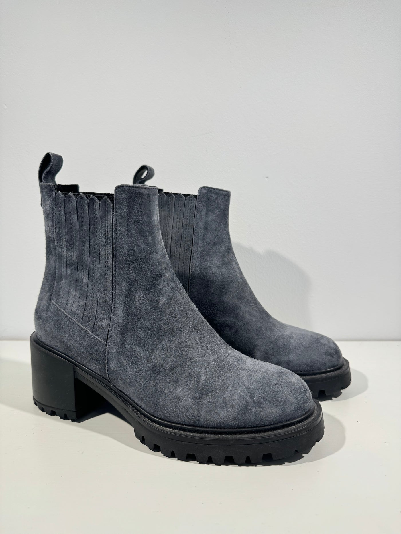 Denim blue ankle boots