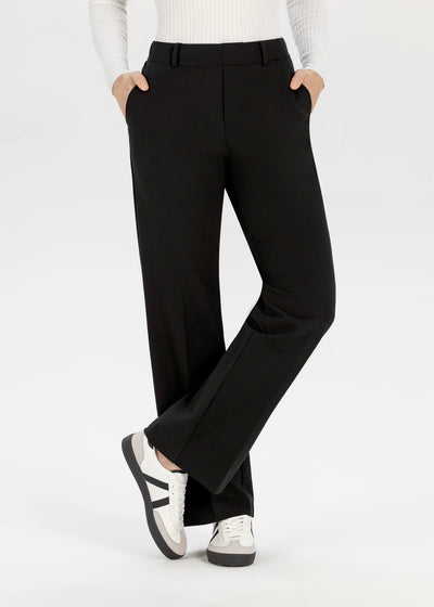 Black suedette straight leg trousers