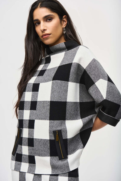 Plaid jacquard knit sweater