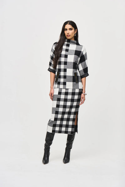 Plaid knit jacquard skirt