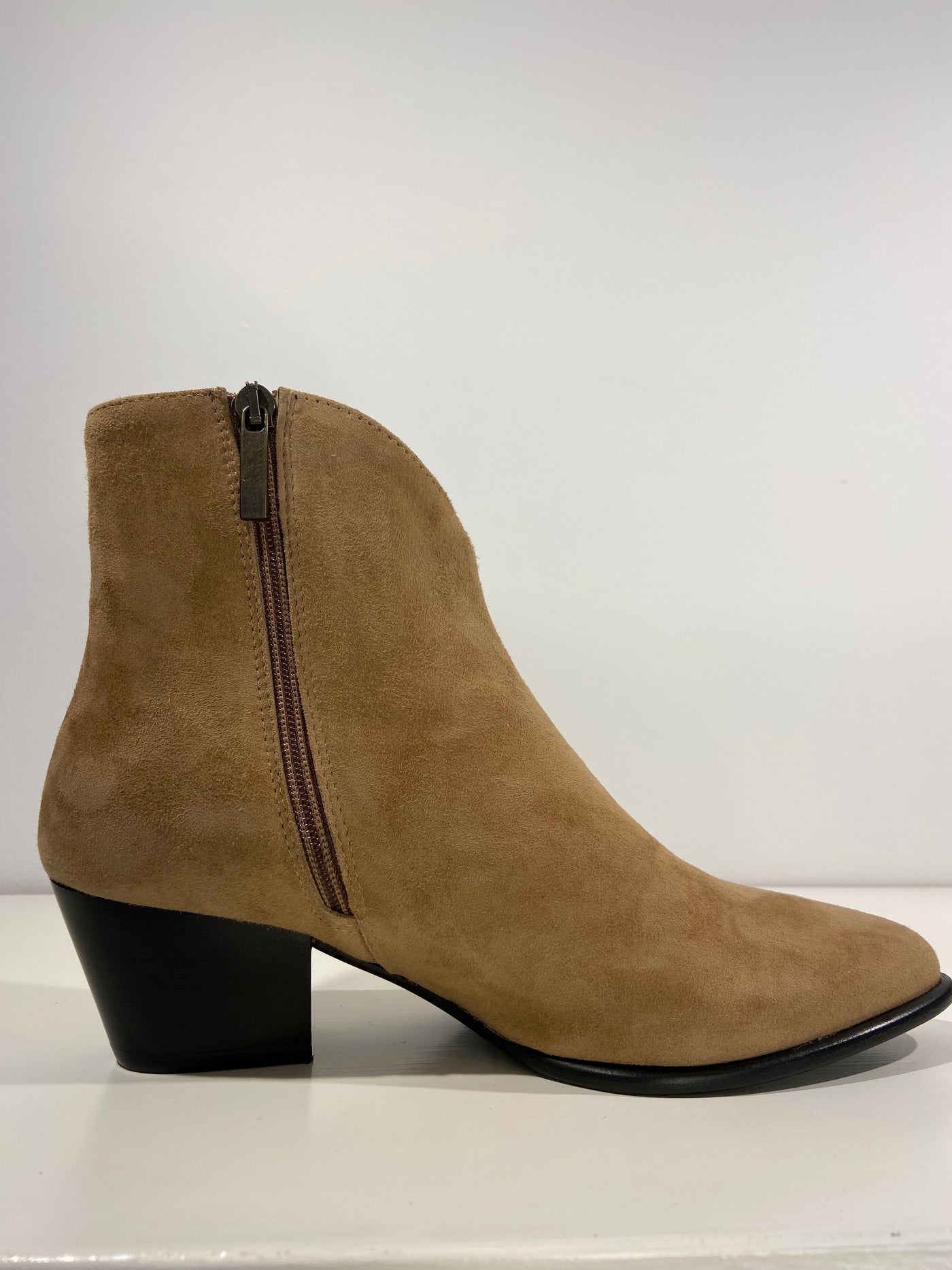 Tan suede ankle boots