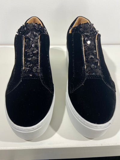 Velvet and sequin platform trainers