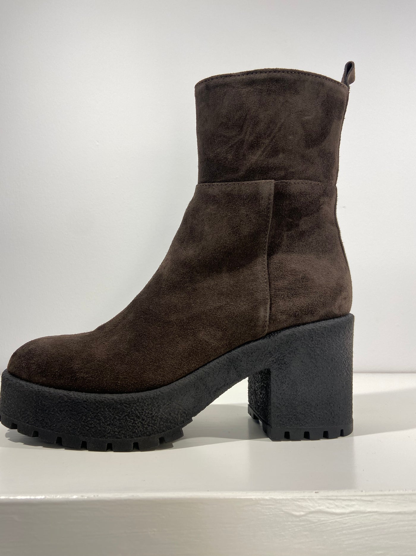 Chocolate suede ankle boots