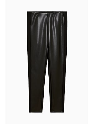 Contrast pleather pull on pants