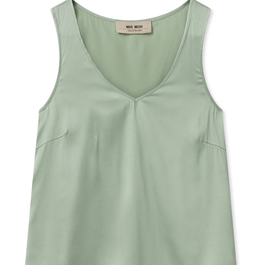 Astrid silk tank top in smoke green